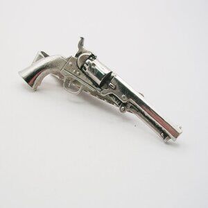 Vintage Tie Clip Bar Colt Six Shooter silver tone Anson Pistol Handgun